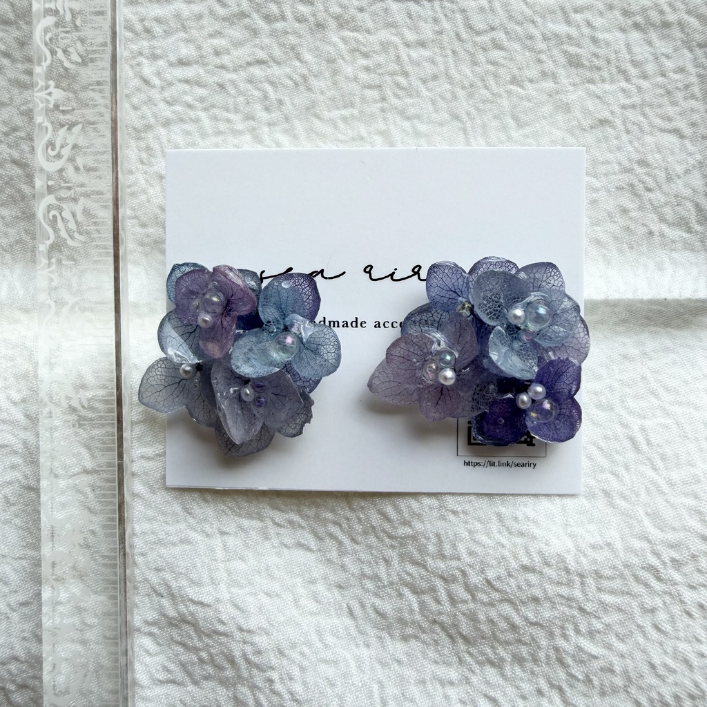 no.311 マーメイドカラーの紫陽花ピアス アジサイ パール あじさい ブルー パープル サージカルステンレス ピアス