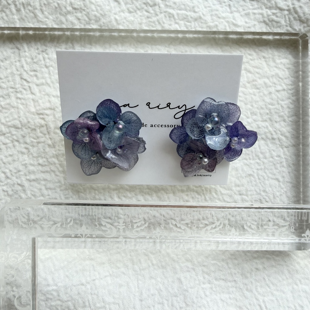 no.311 マーメイドカラーの紫陽花ピアス アジサイ パール あじさい ブルー パープル サージカルステンレス ピアス