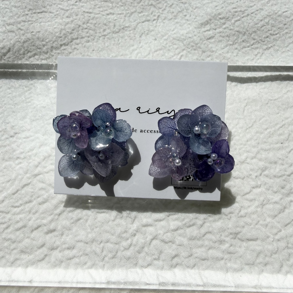 no.311 マーメイドカラーの紫陽花ピアス アジサイ パール あじさい ブルー パープル サージカルステンレス ピアス