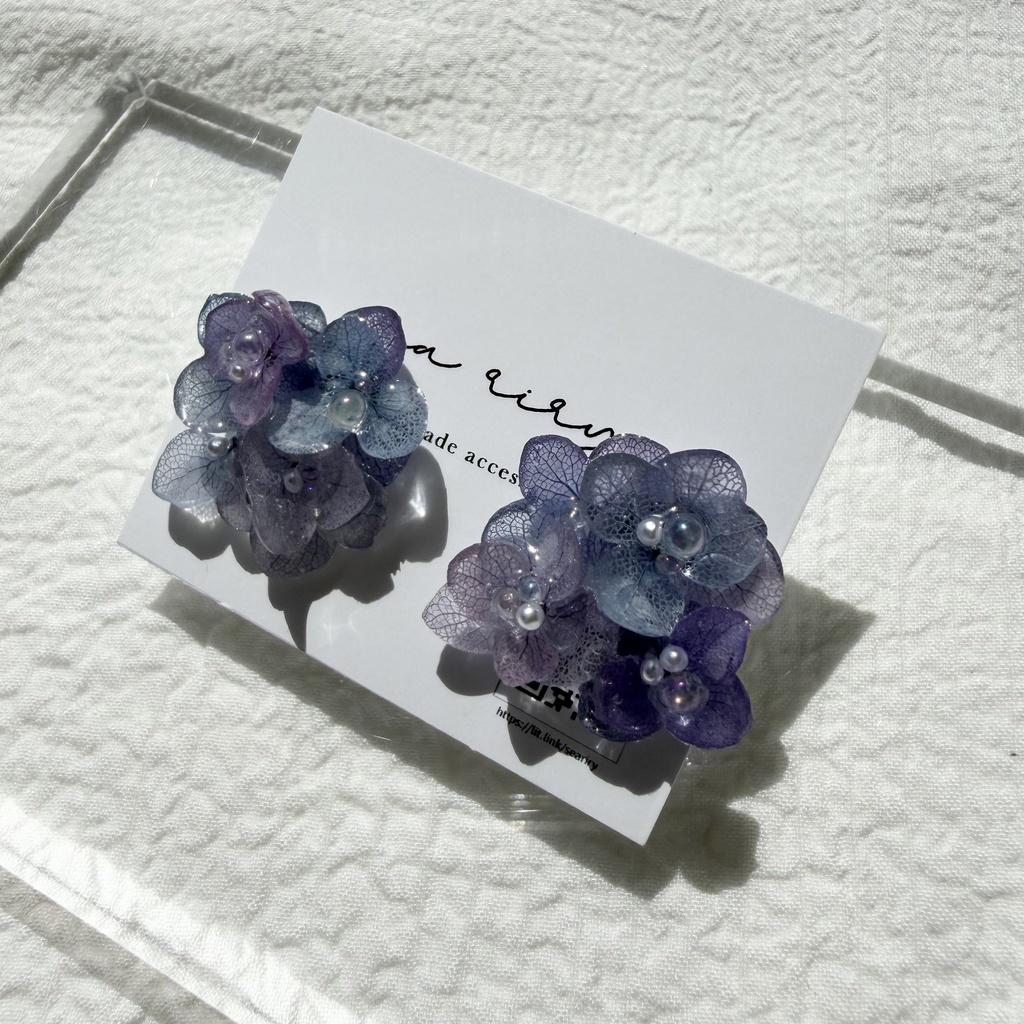 no.311 マーメイドカラーの紫陽花ピアス アジサイ パール あじさい ブルー パープル サージカルステンレス ピアス