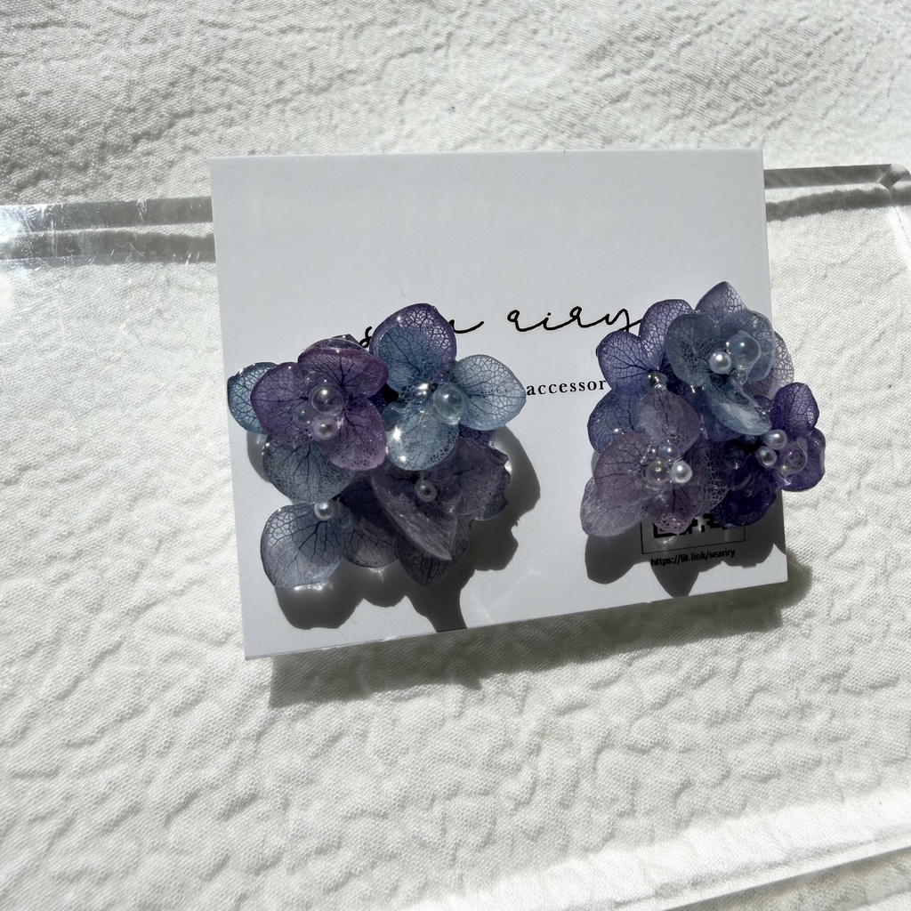 no.311 マーメイドカラーの紫陽花ピアス アジサイ パール あじさい ブルー パープル サージカルステンレス ピアス