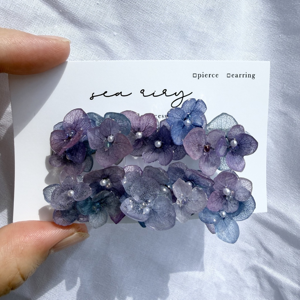 no.312 限定セット マーメイドの紫陽花ヘアクリップ 本物のお花 アジサイ ヘアクリップ 髪飾り 着物 浴衣