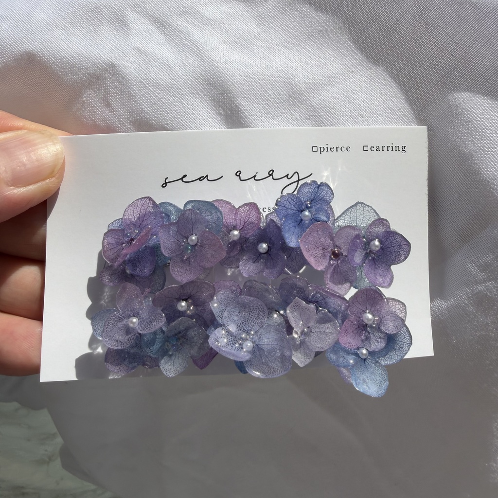 no.312 限定セット マーメイドの紫陽花ヘアクリップ 本物のお花 アジサイ ヘアクリップ 髪飾り 着物 浴衣