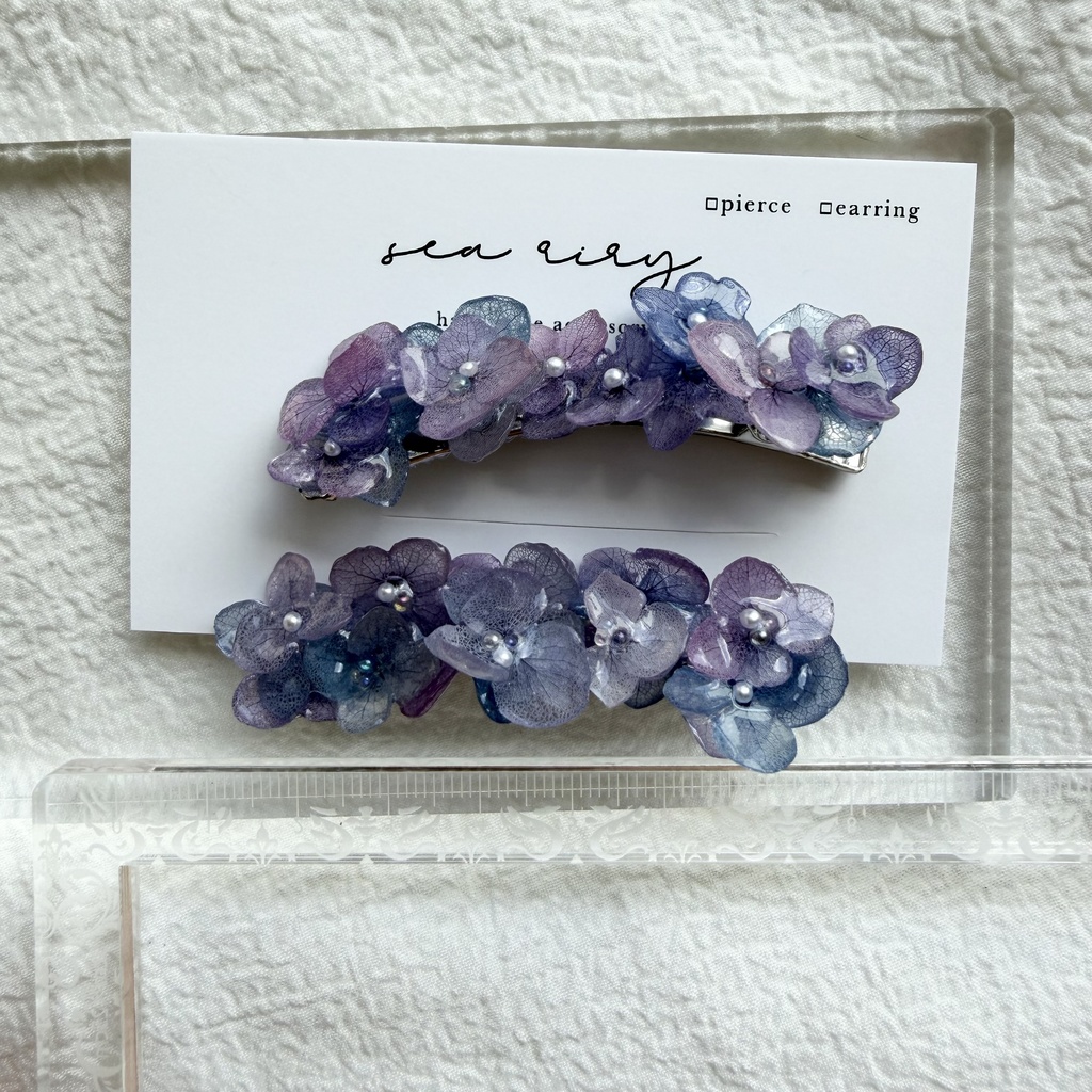 no.312 限定セット マーメイドの紫陽花ヘアクリップ 本物のお花 アジサイ ヘアクリップ 髪飾り 着物 浴衣
