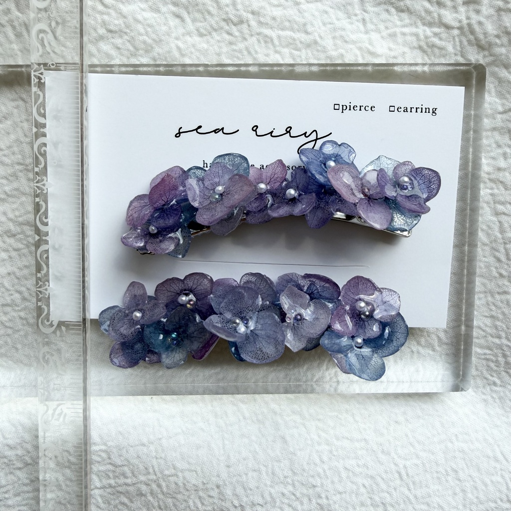 no.312 限定セット マーメイドの紫陽花ヘアクリップ 本物のお花 アジサイ ヘアクリップ 髪飾り 着物 浴衣