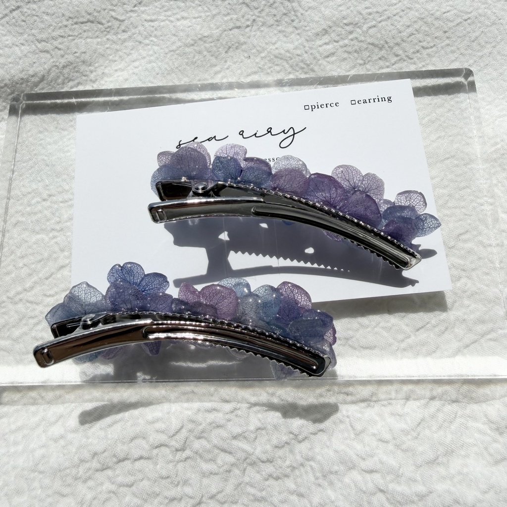 no.312 限定セット マーメイドの紫陽花ヘアクリップ 本物のお花 アジサイ ヘアクリップ 髪飾り 着物 浴衣