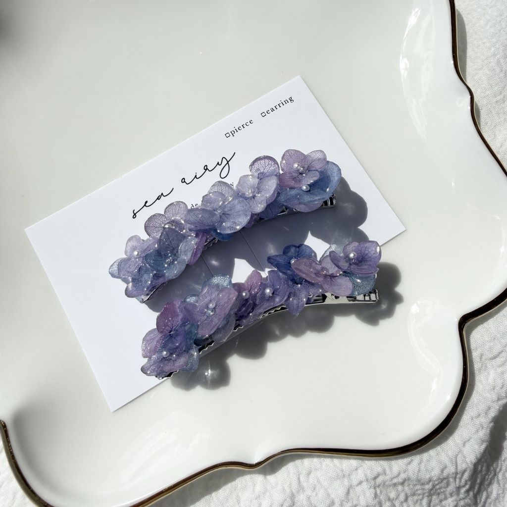 no.312 限定セット マーメイドの紫陽花ヘアクリップ 本物のお花 アジサイ ヘアクリップ 髪飾り 着物 浴衣