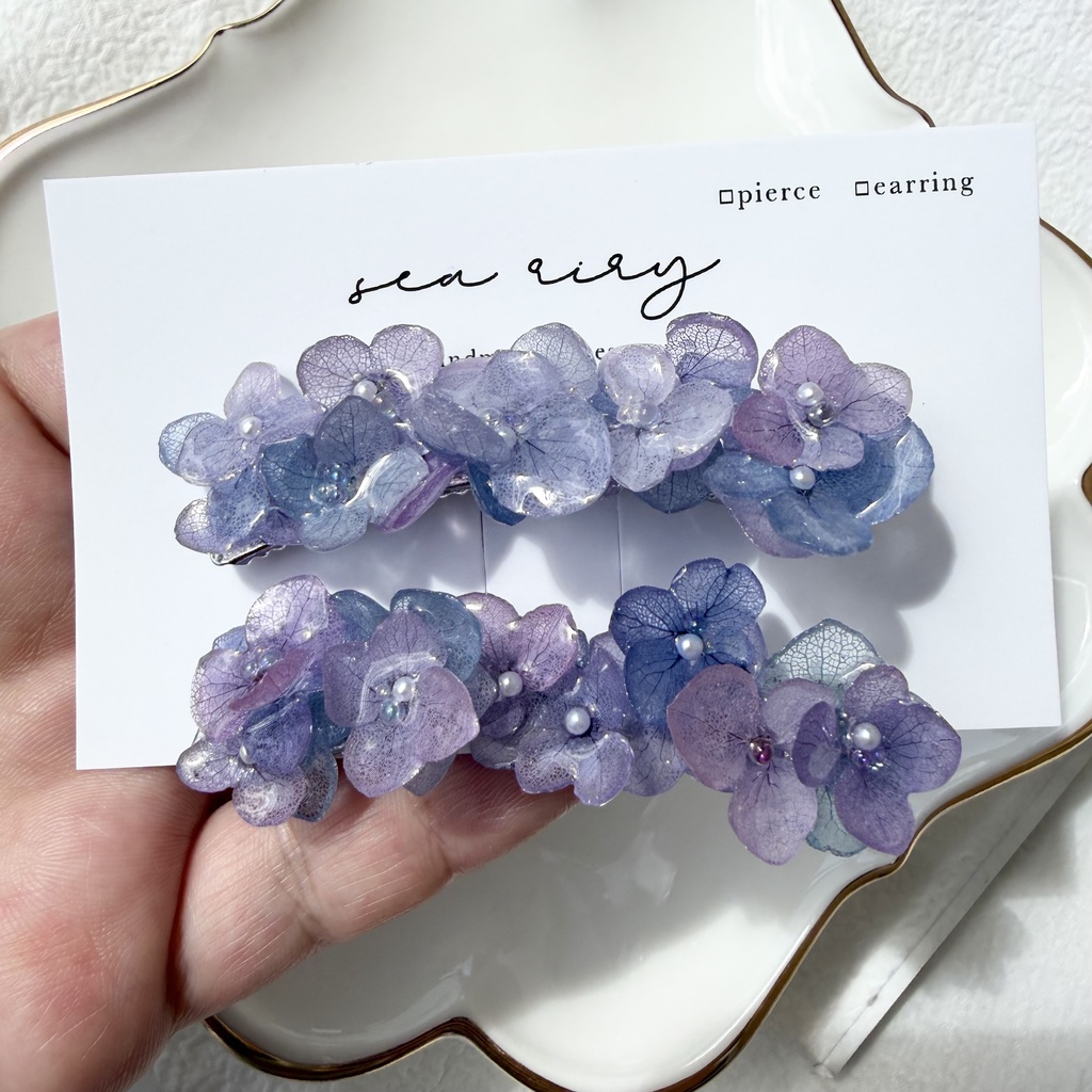 no.312 限定セット マーメイドの紫陽花ヘアクリップ 本物のお花 アジサイ ヘアクリップ 髪飾り 着物 浴衣