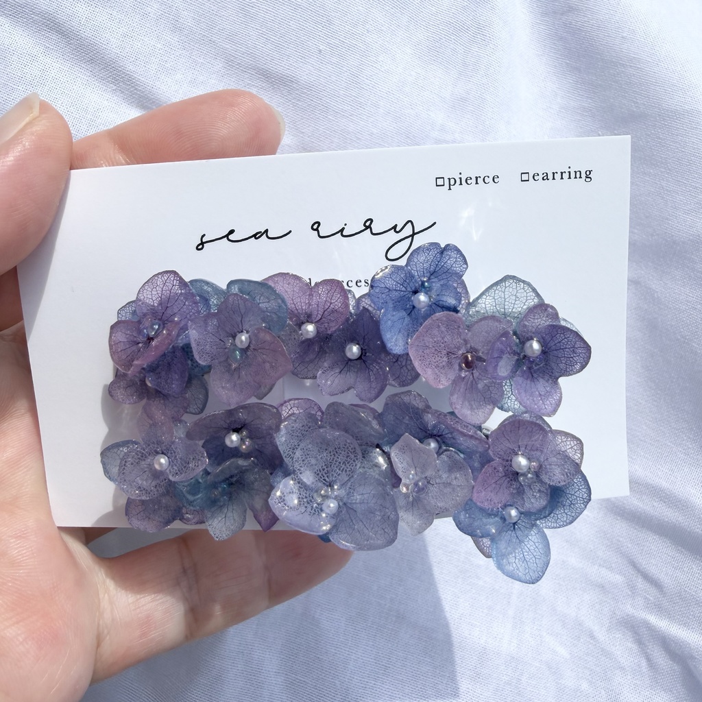 no.312 限定セット マーメイドの紫陽花ヘアクリップ 本物のお花 アジサイ ヘアクリップ 髪飾り 着物 浴衣