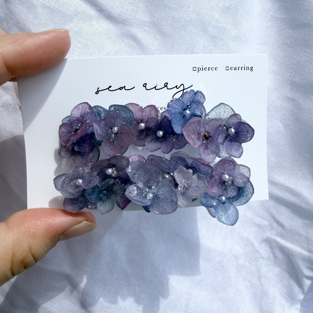 no.312 限定セット マーメイドの紫陽花ヘアクリップ 本物のお花 アジサイ ヘアクリップ 髪飾り 着物 浴衣