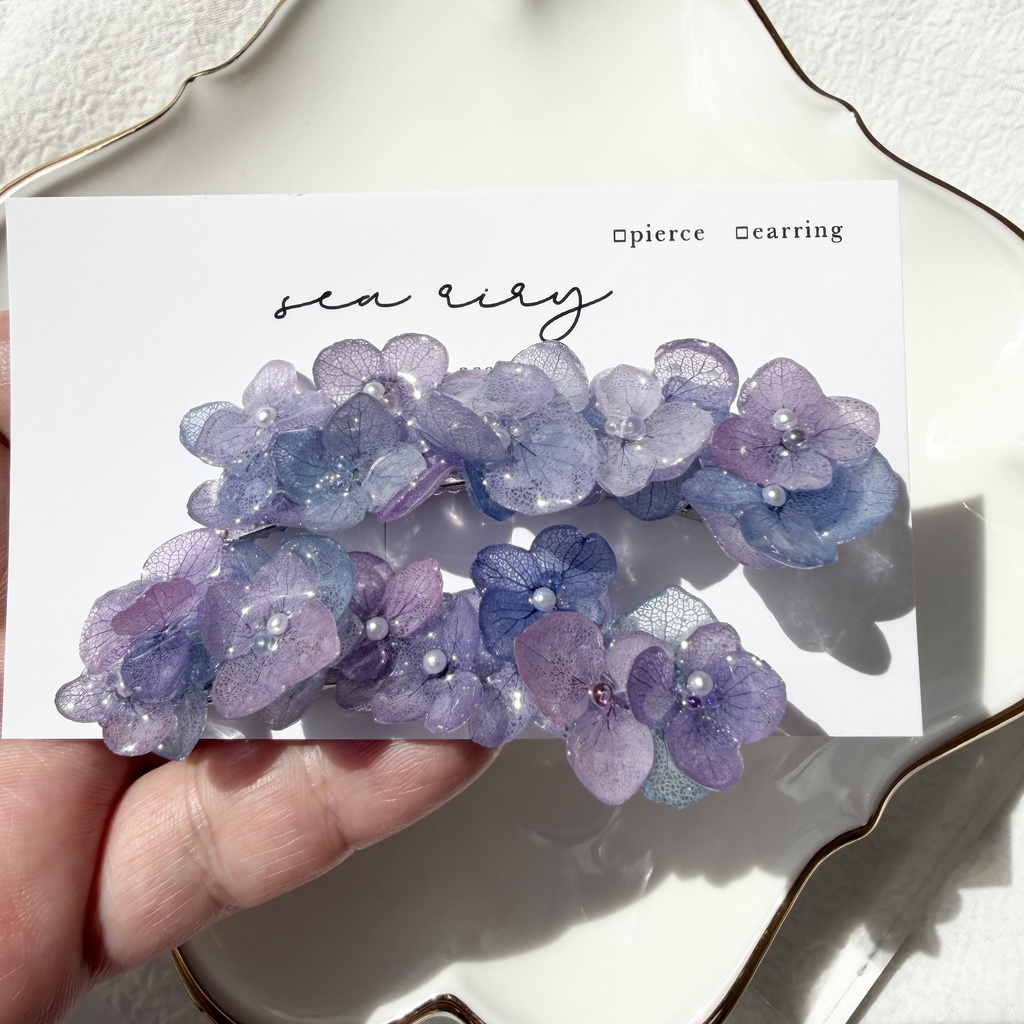 no.312 限定セット マーメイドの紫陽花ヘアクリップ 本物のお花 アジサイ ヘアクリップ 髪飾り 着物 浴衣