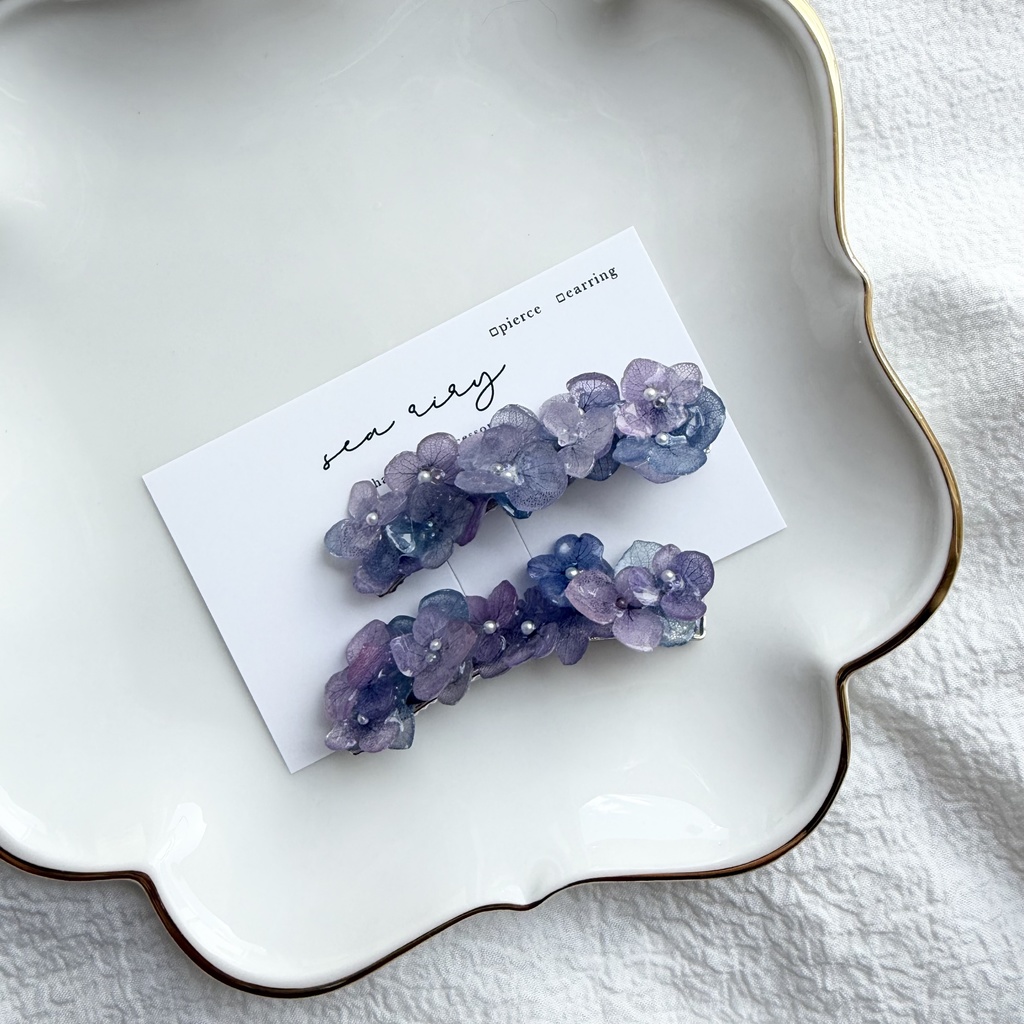 no.312 限定セット マーメイドの紫陽花ヘアクリップ 本物のお花 アジサイ ヘアクリップ 髪飾り 着物 浴衣