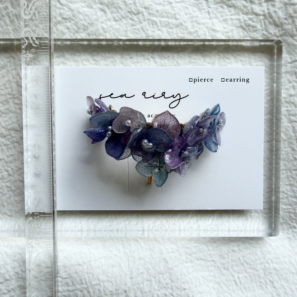 no.313 限定セット マーメイドカラーの紫陽花ポニーフック 本物のお花 アジサイ 紫陽花 ヘアアクセサリー 髪飾り