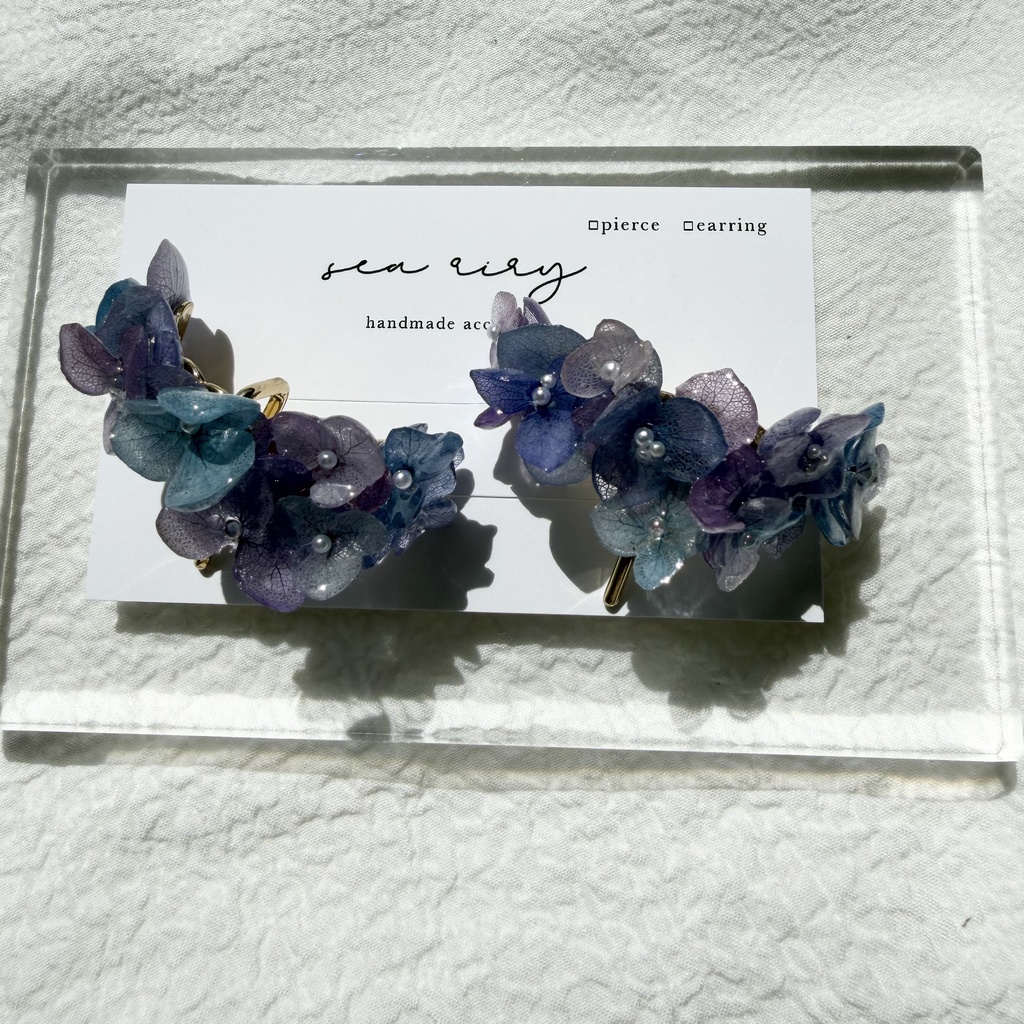 no.313 限定セット マーメイドカラーの紫陽花ポニーフック 本物のお花 アジサイ 紫陽花 ヘアアクセサリー 髪飾り