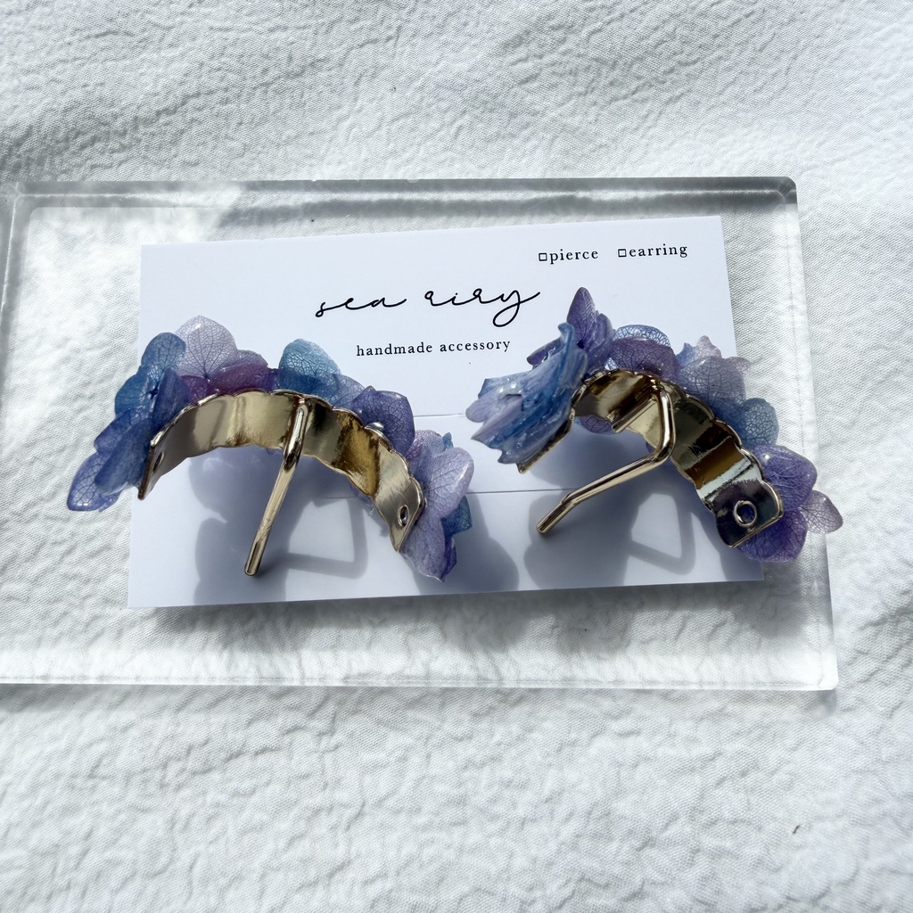 no.313 限定セット マーメイドカラーの紫陽花ポニーフック 本物のお花 アジサイ 紫陽花 ヘアアクセサリー 髪飾り