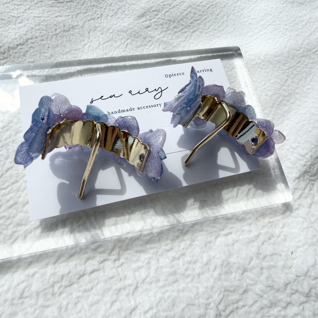 no.313 限定セット マーメイドカラーの紫陽花ポニーフック 本物のお花 アジサイ 紫陽花 ヘアアクセサリー 髪飾り