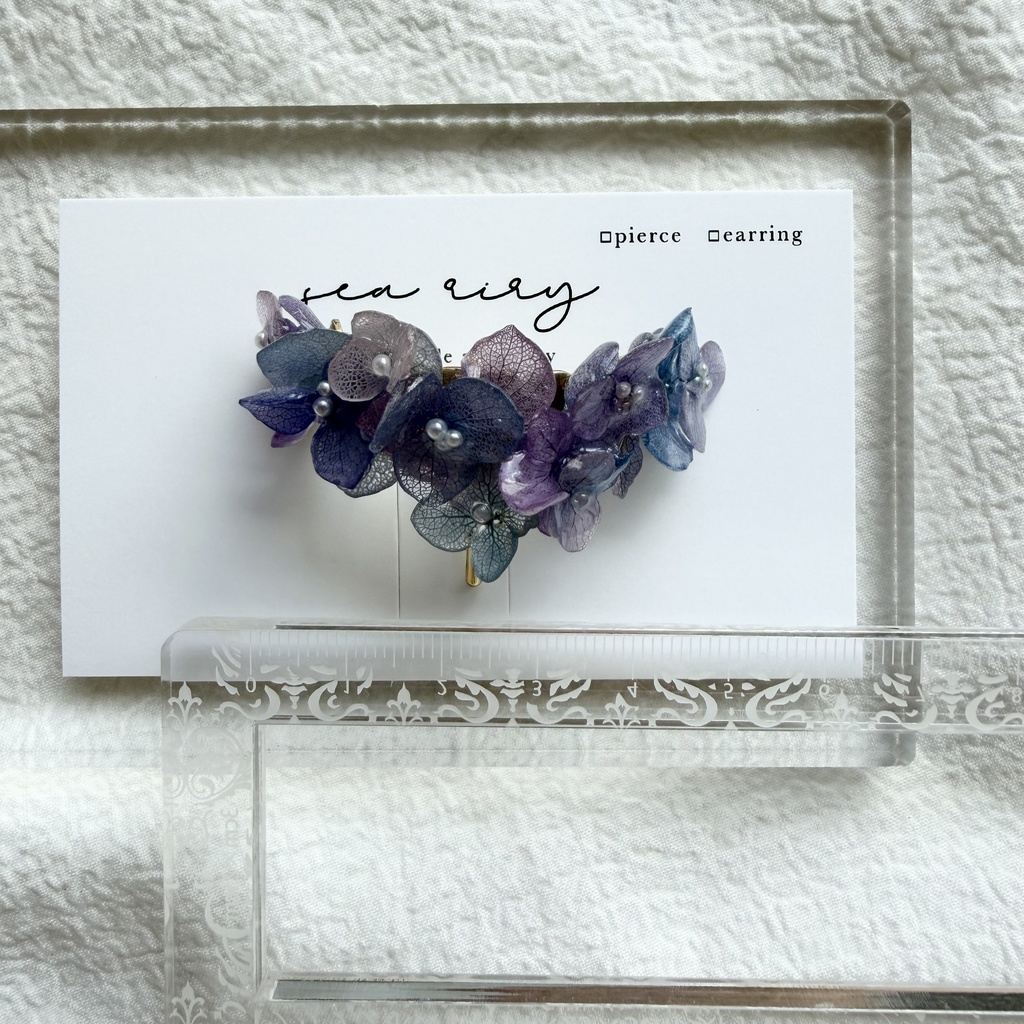 no.313 限定セット マーメイドカラーの紫陽花ポニーフック 本物のお花 アジサイ 紫陽花 ヘアアクセサリー 髪飾り