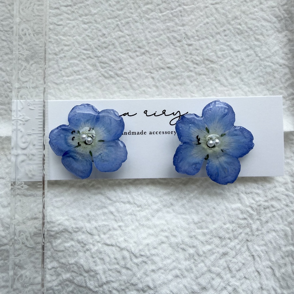 no.317 再販 ネモフィラのピアス ネモフィラ パール ブルー フラワー ドライフラワー サージカルステンレス ピアス