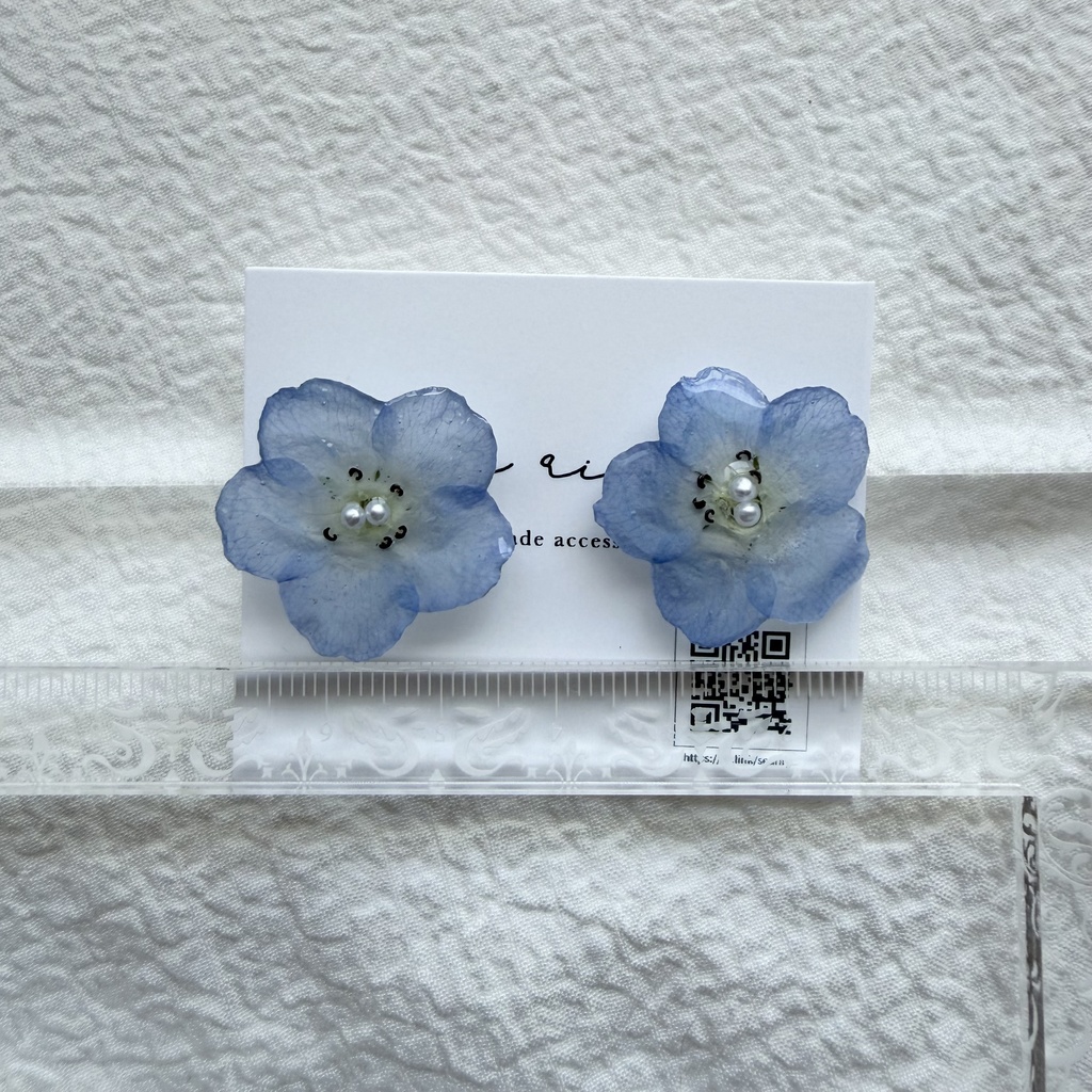 no.318 再販 ネモフィラのピアス ネモフィラ パール ブルー フラワー ドライフラワー サージカルステンレス ピアス