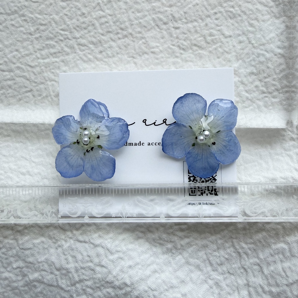 no.318 再販 ネモフィラのピアス ネモフィラ パール ブルー フラワー ドライフラワー サージカルステンレス ピアス
