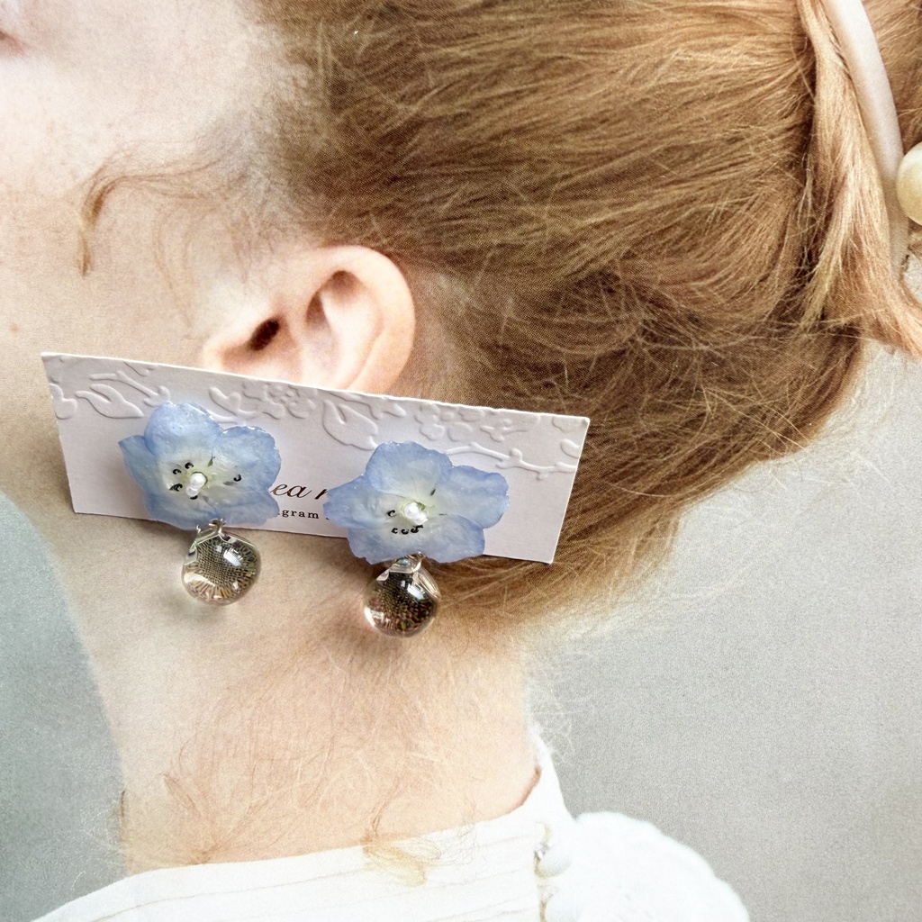 no.320 ネモフィラのピアス ジュルネ journee ゆらゆらピアス パール サージカルステンレス ピアス