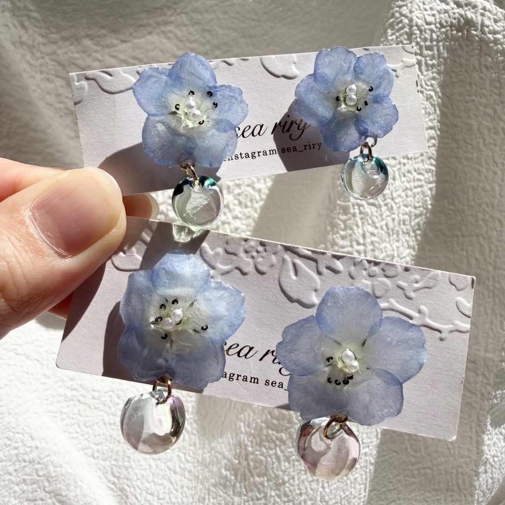 no.320 ネモフィラのピアス ジュルネ journee ゆらゆらピアス パール サージカルステンレス ピアス