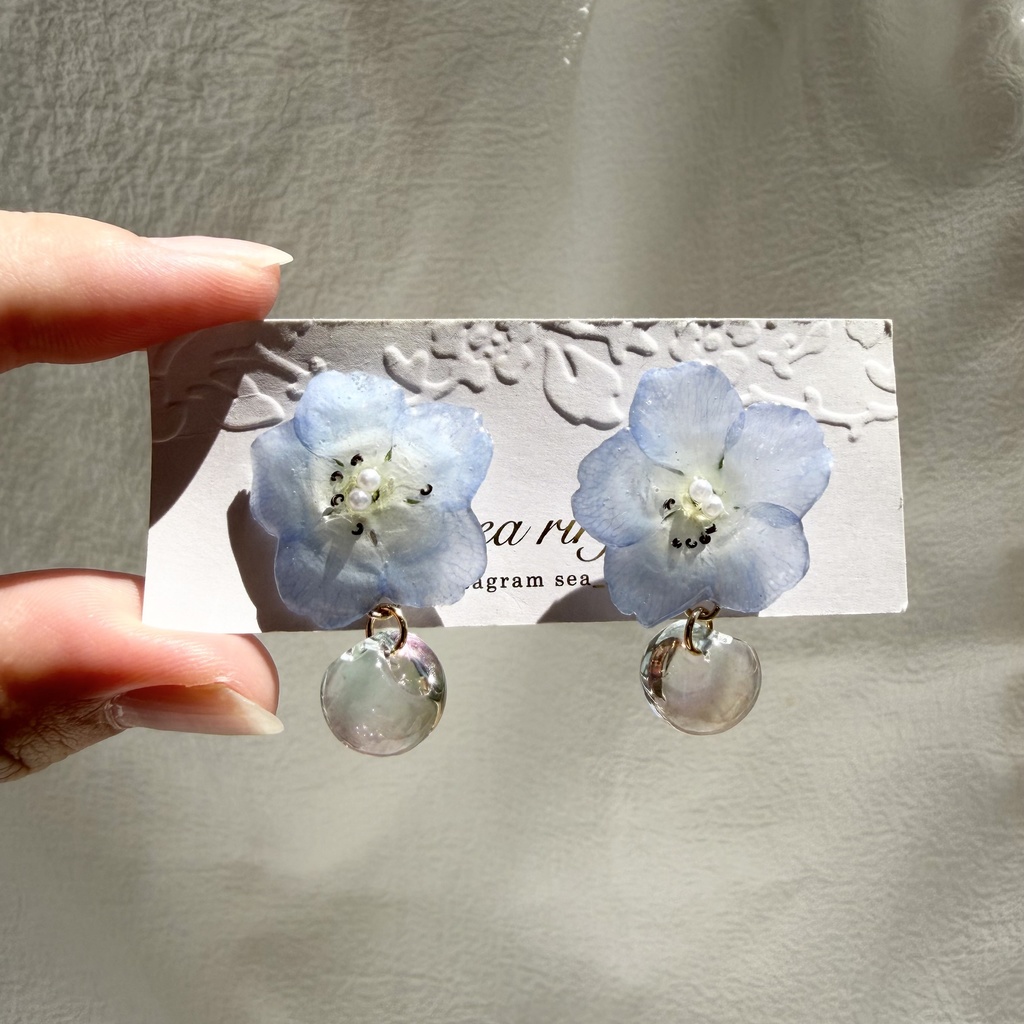 no.320 ネモフィラのピアス ジュルネ journee ゆらゆらピアス パール サージカルステンレス ピアス