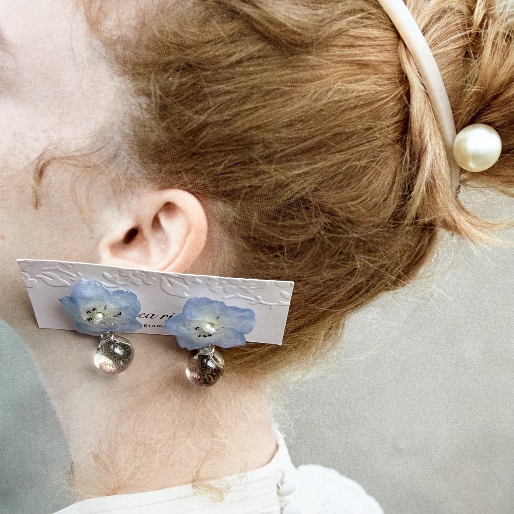 no.320 ネモフィラのピアス ジュルネ journee ゆらゆらピアス パール サージカルステンレス ピアス