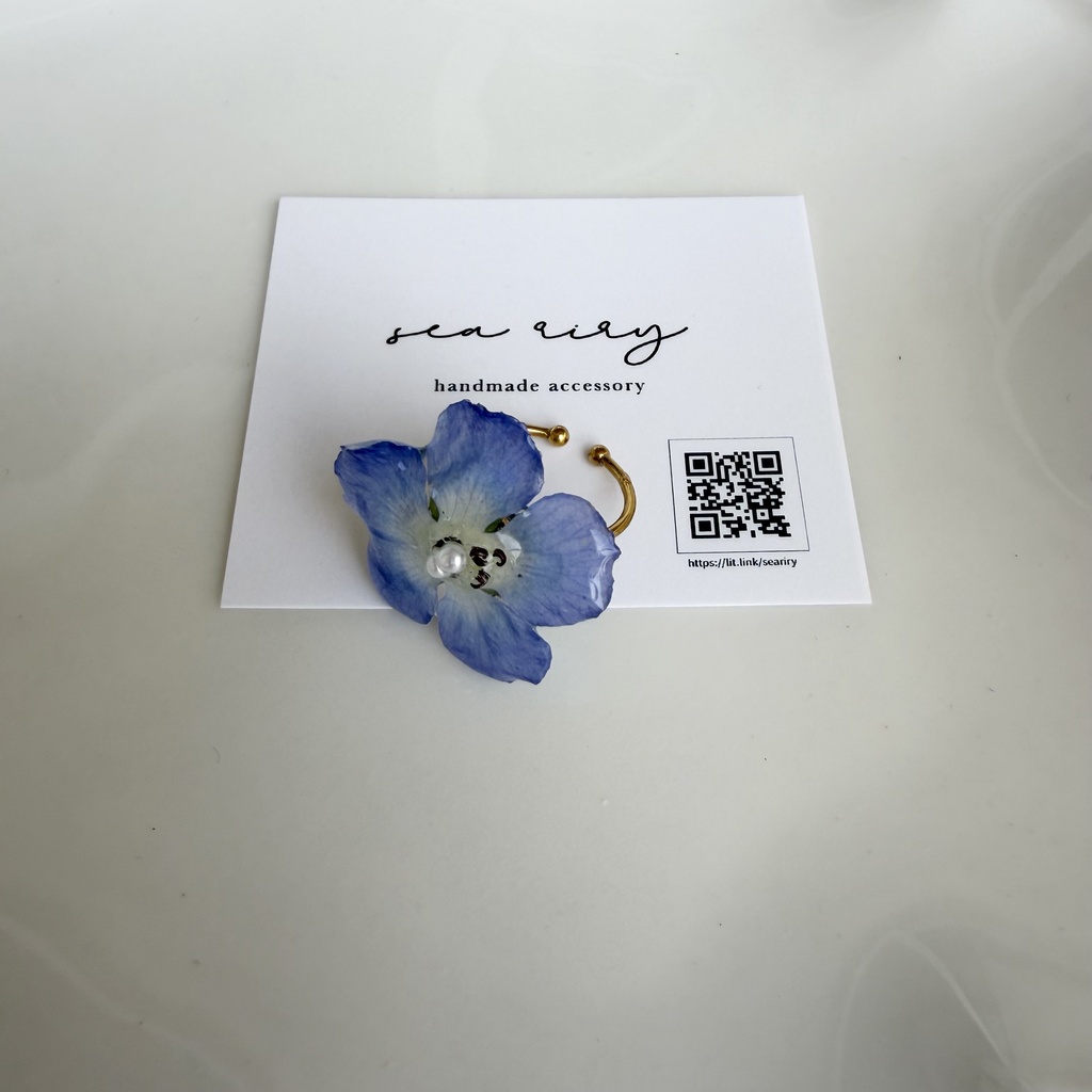 no.321 ネモフィラの指輪 リング ネモフィラ ブルー パール サージカルステンレス 約8号サイズ 指輪