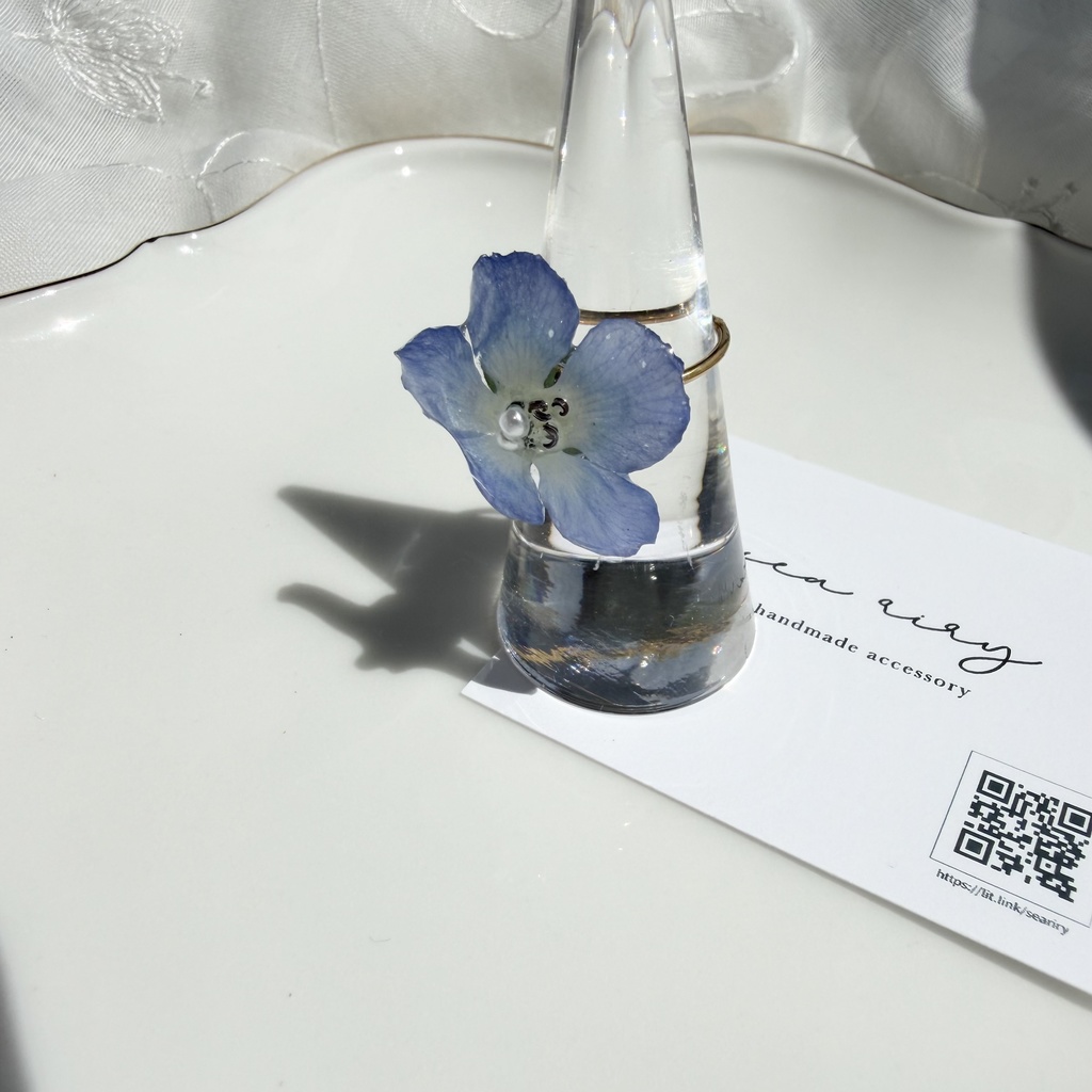 no.321 ネモフィラの指輪 リング ネモフィラ ブルー パール サージカルステンレス 約8号サイズ 指輪