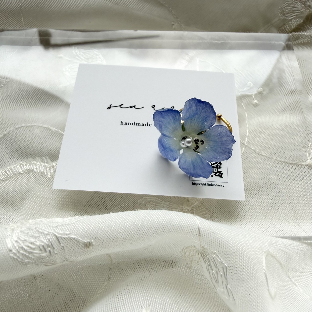 no.321  ネモフィラの指輪  リング  ネモフィラ  ブルー  パール  サージカルステンレス  約8号サイズ  指輪