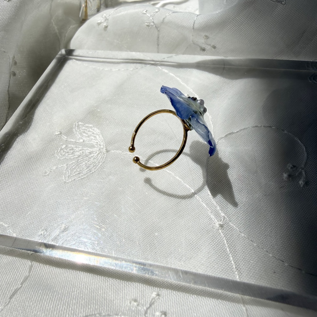 no.321 ネモフィラの指輪 リング ネモフィラ ブルー パール サージカルステンレス 約8号サイズ 指輪