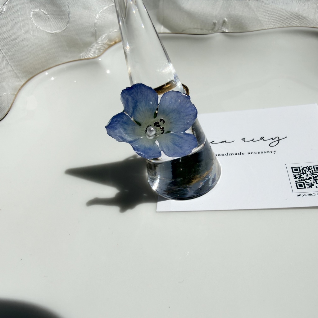 no.321 ネモフィラの指輪 リング ネモフィラ ブルー パール サージカルステンレス 約8号サイズ 指輪