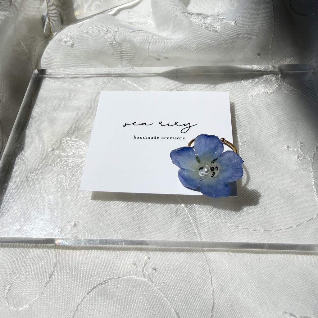 no.321 ネモフィラの指輪 リング ネモフィラ ブルー パール サージカルステンレス 約8号サイズ 指輪