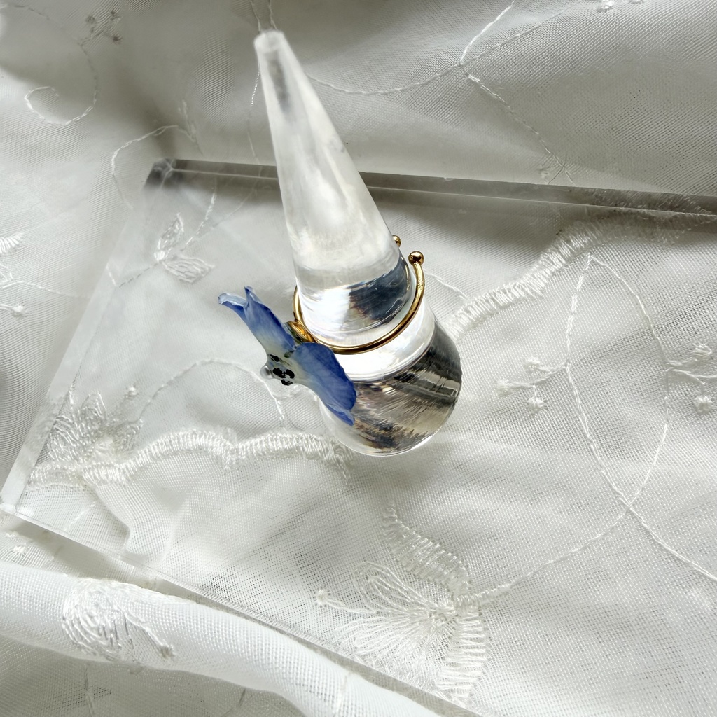 no.321 ネモフィラの指輪 リング ネモフィラ ブルー パール サージカルステンレス 約8号サイズ 指輪