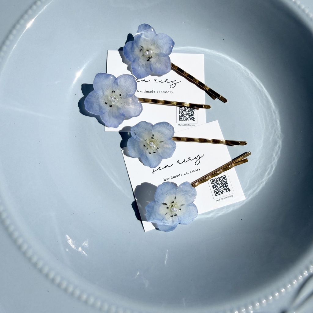 no.325 限定セット 淡色ブルーのネモフィラヘアピン ネモフィラ ヘアアクセサリー ヘアピン レジンアクセサリー