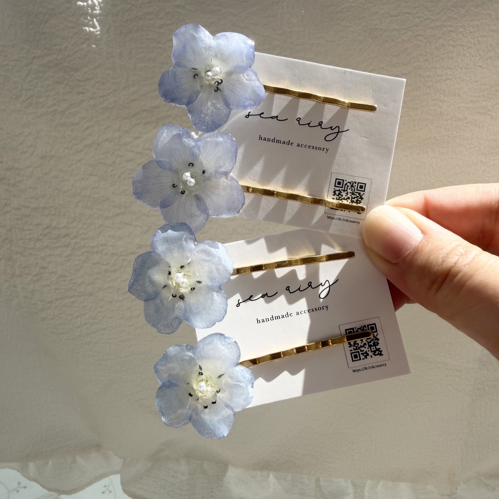 no.325 限定セット 淡色ブルーのネモフィラヘアピン ネモフィラ ヘアアクセサリー ヘアピン レジンアクセサリー