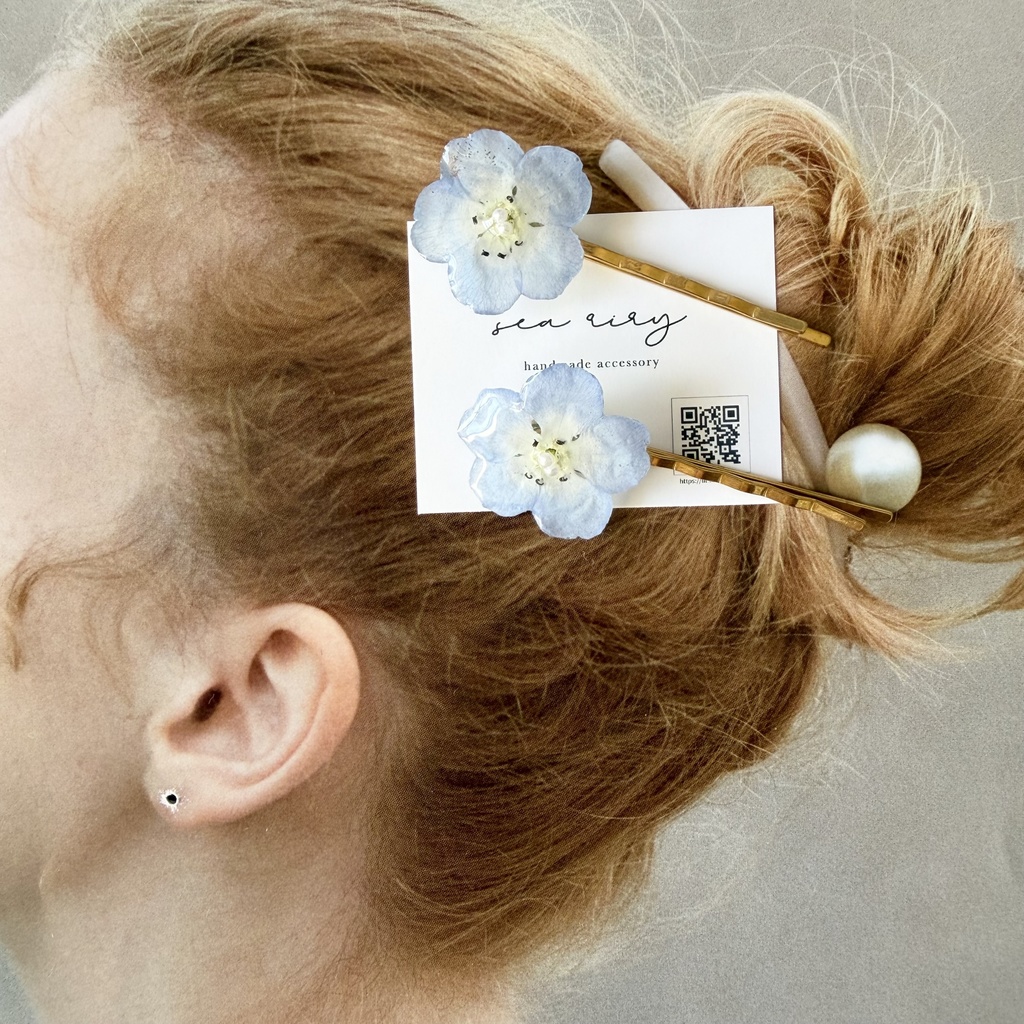no.325 限定セット 淡色ブルーのネモフィラヘアピン ネモフィラ ヘアアクセサリー ヘアピン レジンアクセサリー