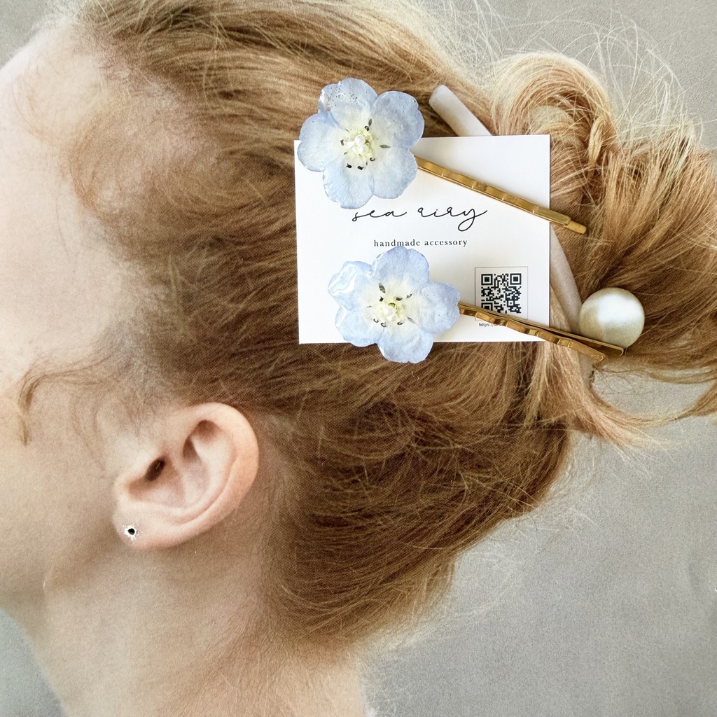 no.325 限定セット 淡色ブルーのネモフィラヘアピン ネモフィラ ヘアアクセサリー ヘアピン レジンアクセサリー