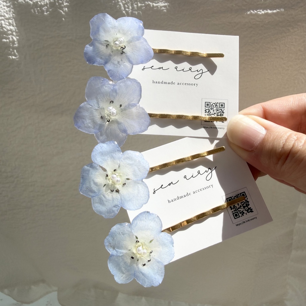 no.325 限定セット 淡色ブルーのネモフィラヘアピン ネモフィラ ヘアアクセサリー ヘアピン レジンアクセサリー