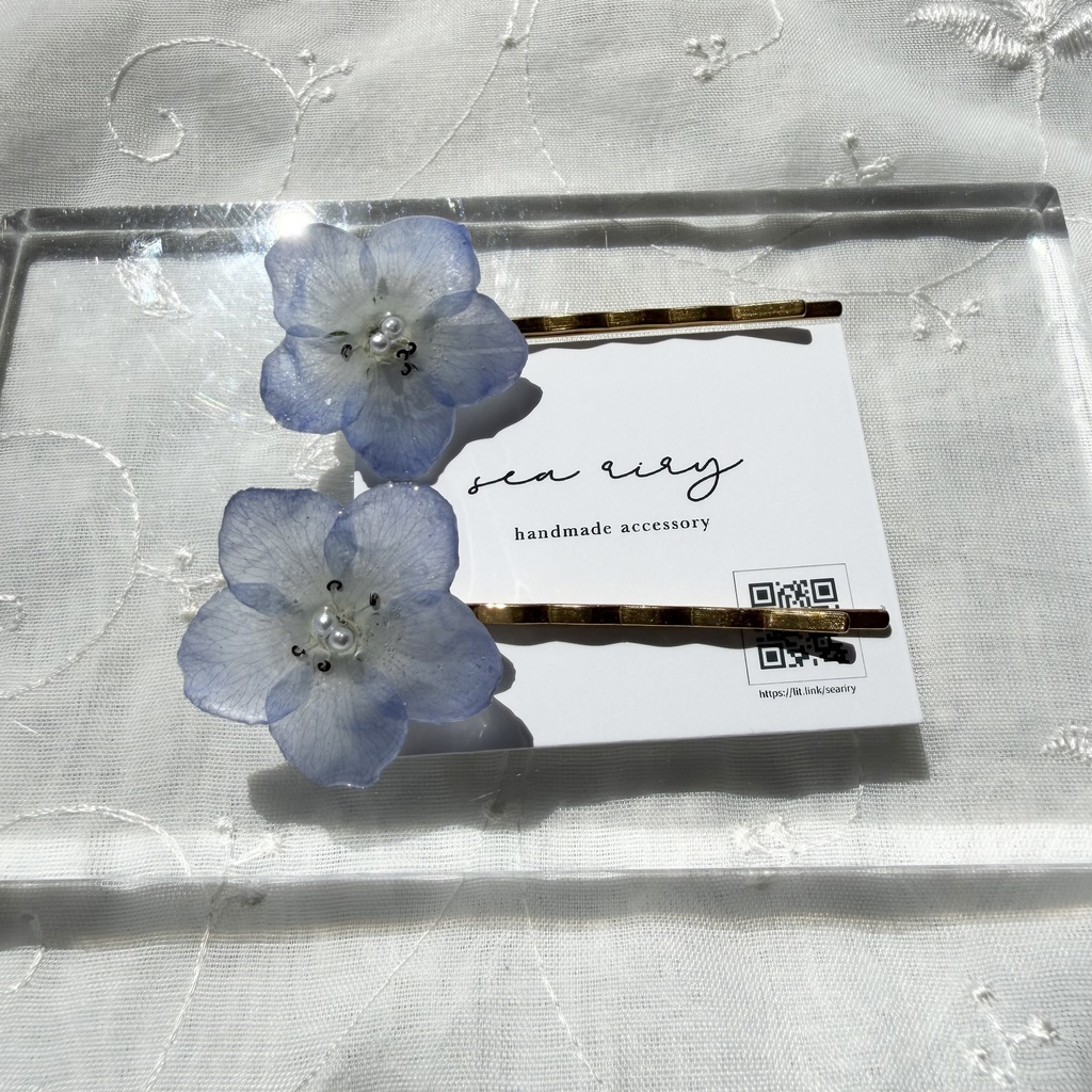no.326 限定セット ネモフィラのヘアピン ネモフィラ ブルー ヘアアクセサリー ヘアピン レジンアクセサリー