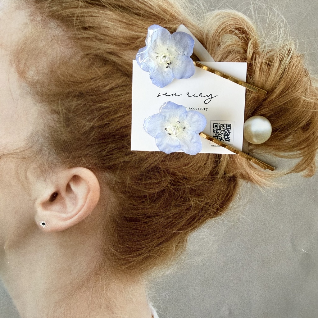 no.326 限定セット ネモフィラのヘアピン ネモフィラ ブルー ヘアアクセサリー ヘアピン レジンアクセサリー