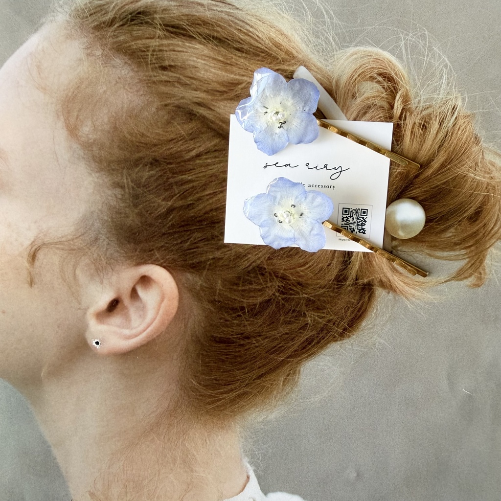 no.326  限定セット  ネモフィラのヘアピン  ネモフィラ  ブルー  ヘアアクセサリー  ヘアピン レジンアクセサリー