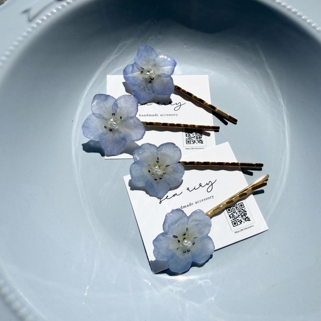 no.326 限定セット ネモフィラのヘアピン ネモフィラ ブルー ヘアアクセサリー ヘアピン レジンアクセサリー