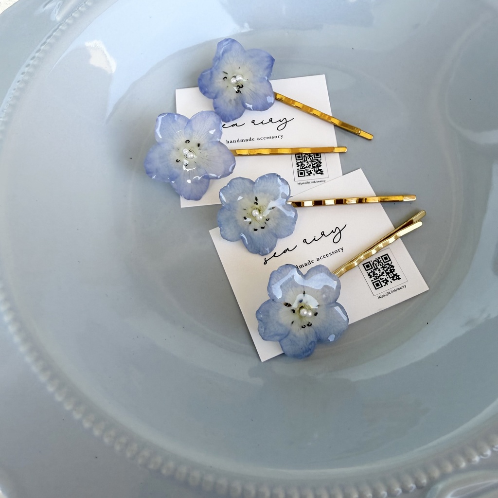no.326 限定セット ネモフィラのヘアピン ネモフィラ ブルー ヘアアクセサリー ヘアピン レジンアクセサリー