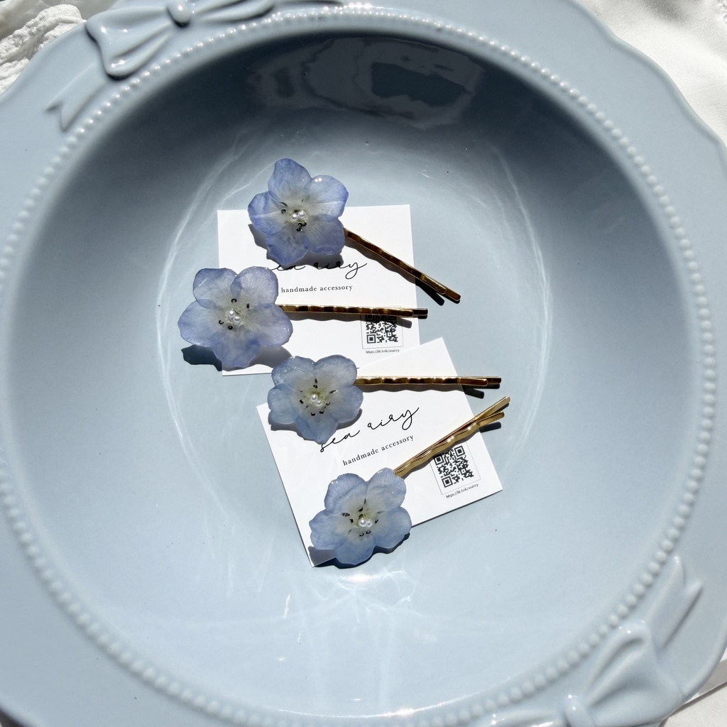 no.326 限定セット ネモフィラのヘアピン ネモフィラ ブルー ヘアアクセサリー ヘアピン レジンアクセサリー
