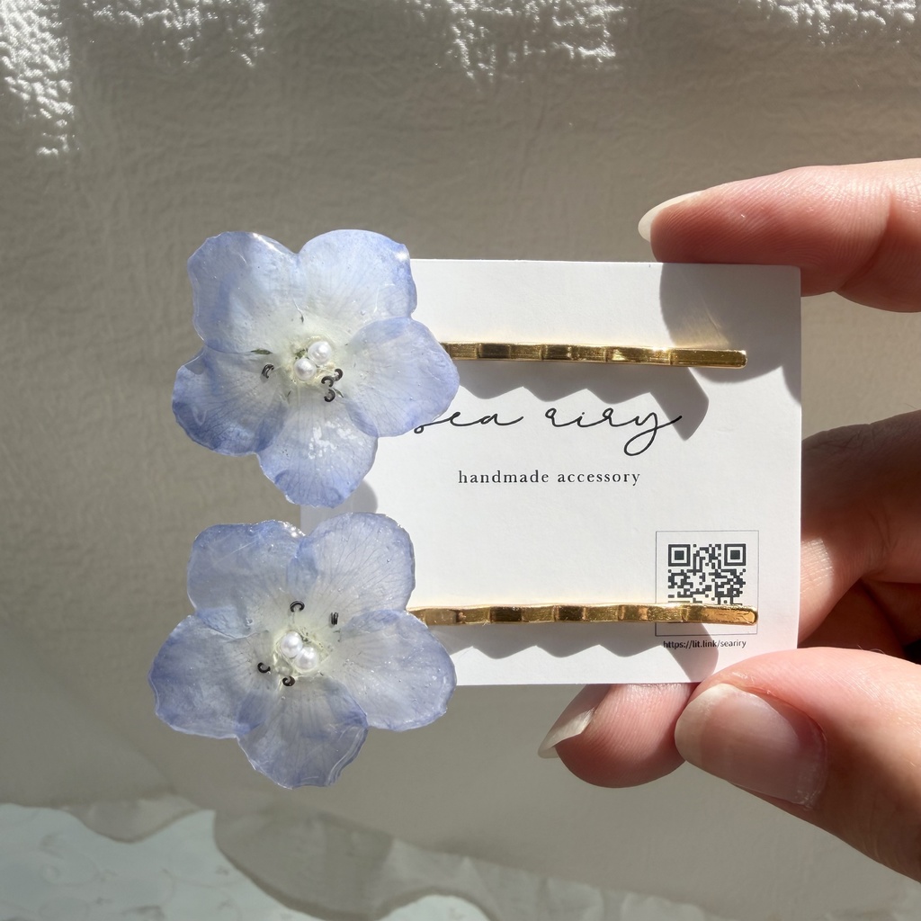 no.326 限定セット ネモフィラのヘアピン ネモフィラ ブルー ヘアアクセサリー ヘアピン レジンアクセサリー