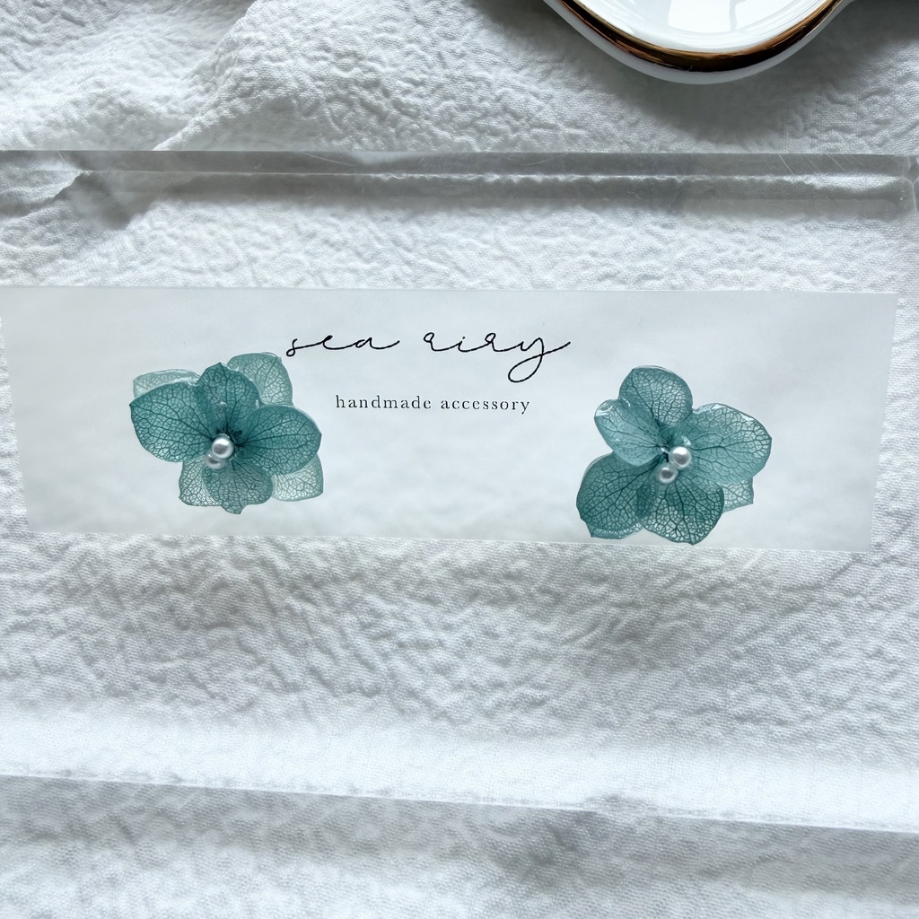 no.327 再販 ブルーライラックの紫陽花ピアス アジサイ パール ブルーグリーン ステンレス ピアス