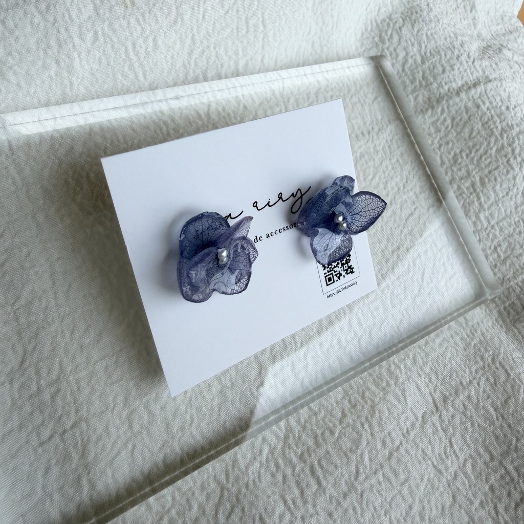 no.328 再販 ブルーグラデの紫陽花ピアス アジサイ 紫陽花 ブルー パープル ピアス ステンレス