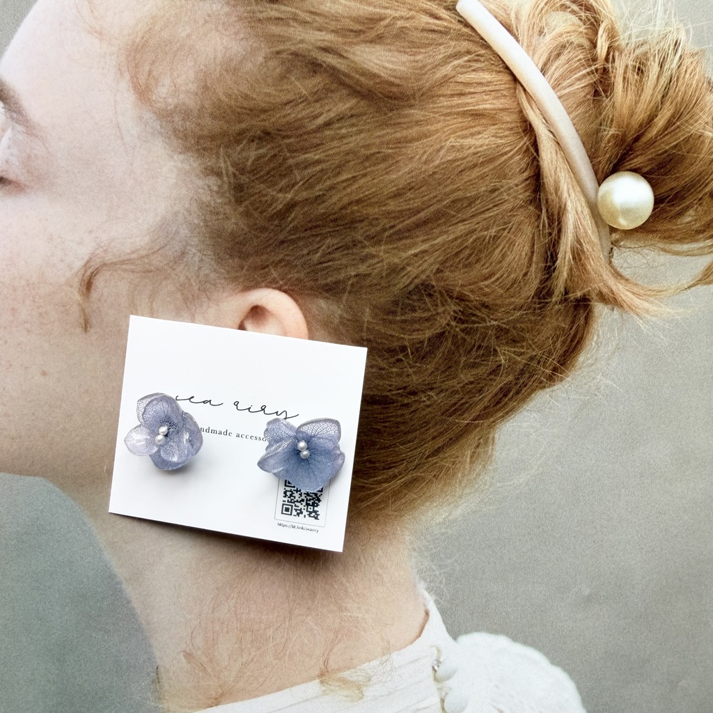 no.328 再販 ブルーグラデの紫陽花ピアス アジサイ 紫陽花 ブルー パープル ピアス ステンレス